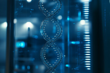 Translucent DNA Helix Concept Background with Biotechnology and Genetics Research