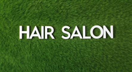 Hair salon white lettering on grass background