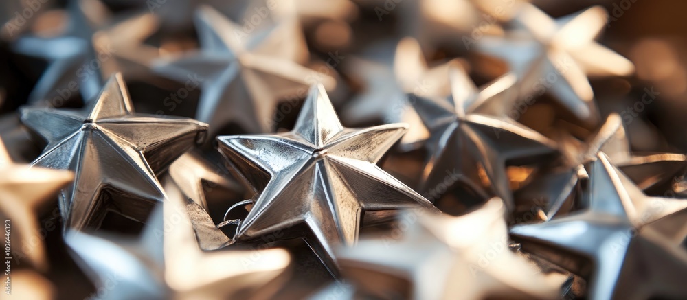 Poster classic christmas star ornaments close up displayed with shallow depth of field creating a festive a