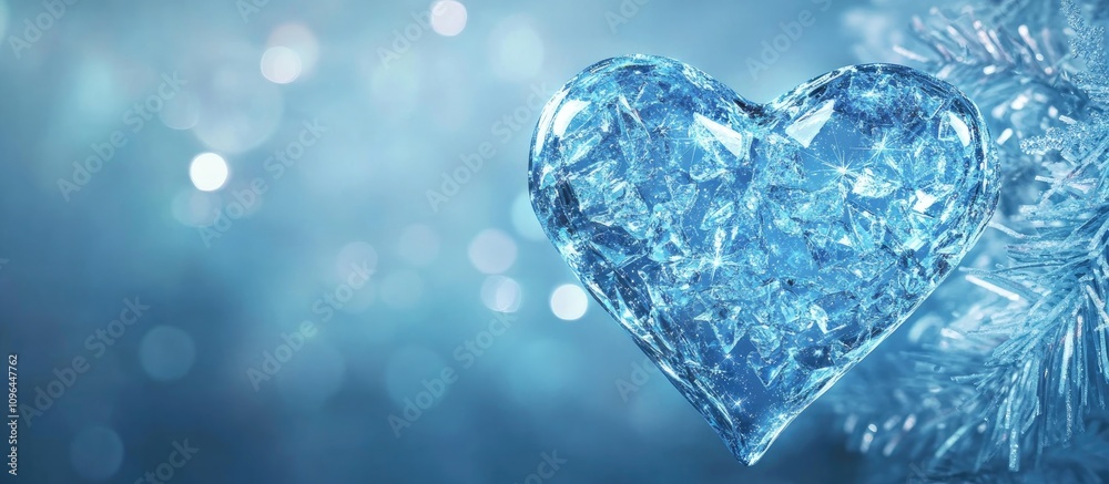 Aufkleber ice heart decoration with frosty backdrop for christmas and new year greeting card design space for 