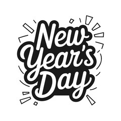 Happy new year text typography New Year text logo template with bold font written in vector design
