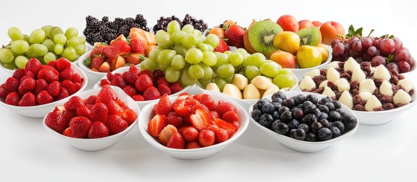Assorted fresh fruits in bowls ideal for catering dessert options and sweet treat offerings at events or celebrations