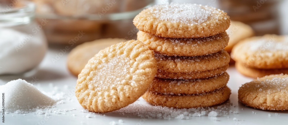 Aufkleber cookies stacked with sugar sprinkled on top isolated on a clean white background for food and desser