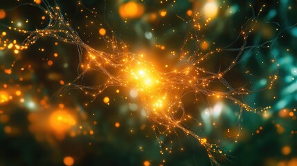 Abstract glowing neural network visualized as dynamic data processing pathways Creative representation of artificial intelligence systems in action