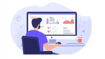 Advertising manager analyzing website performance data to optimize campaigns
