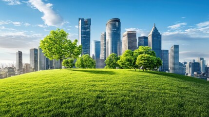 Fototapeta premium Futuristic City Under Protective Dome with Green Spaces