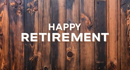 happy retirement lettering on card with wooden background