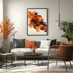 Autumnal Abstract Artwork in Modern Living Room