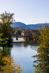 Ancient Mill of the Pont Vieux by the Tarn River in Millau