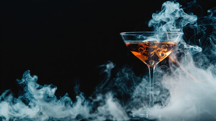 Creating molecular mixology a luxurious cocktail experience with geometric smoke bubbles in soft moody lighting