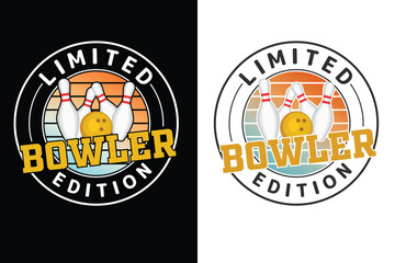 Limited Bowler Edition Print Template, Bowling Typography Design, Bowl Typography Design, Sports Typography