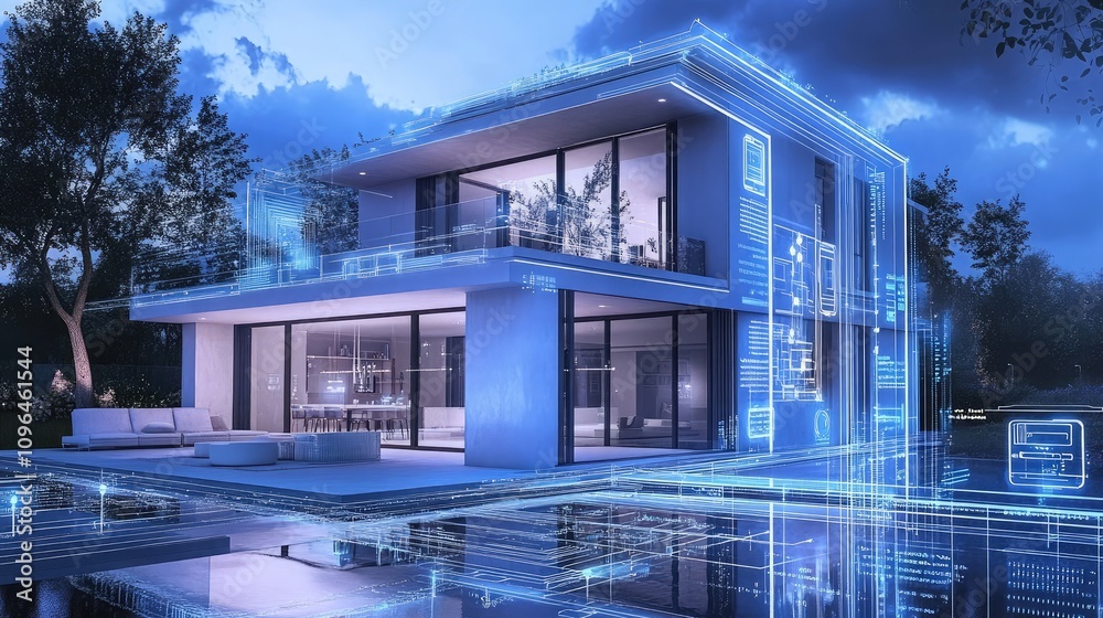 Poster cad software illustrating the development and simulation of smart home automation systems