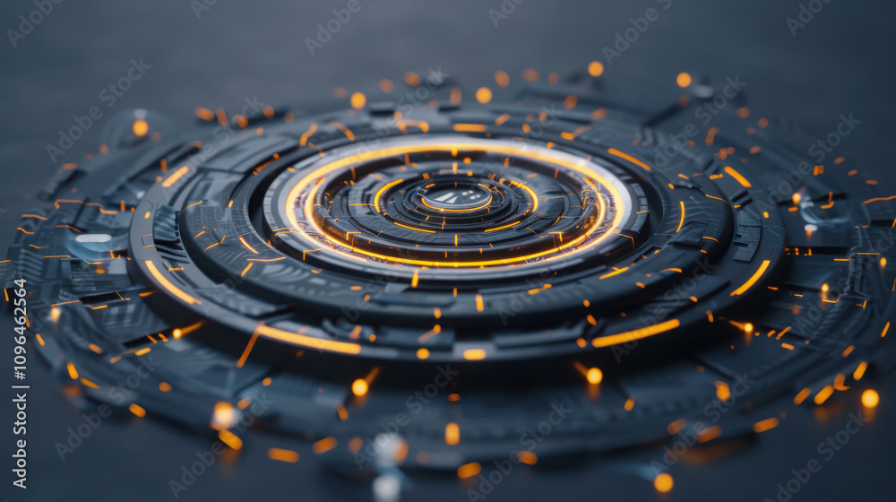 Poster visualizing adaptive ai interfaces geometric learning and luminescent feedback loops in a futuristic