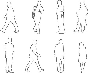 vector sketch illustration of a human silhouette design with all its activities for completeness of the image