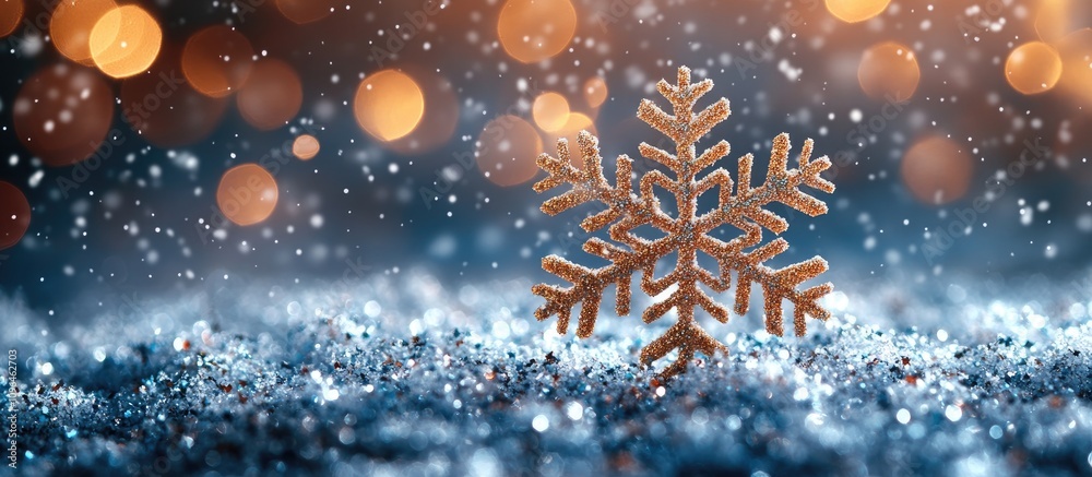 Poster christmas card design with snowflake and glittery background perfect for festive greetings and perso