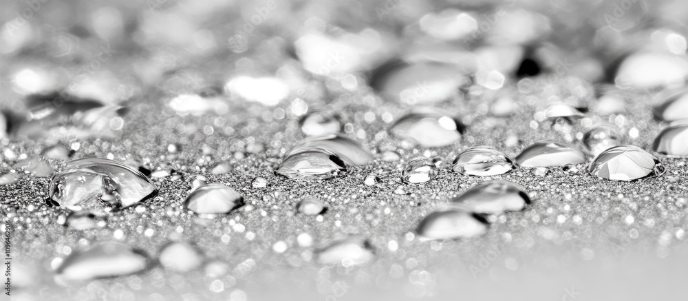 Poster light grey abstract glitter texture with water droplets on foil creating a soft focus background ide