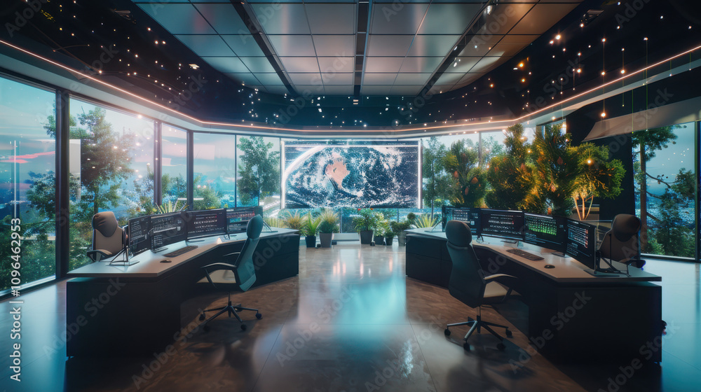 Poster exploring the virtual reality command center a geometric spatial interface with luminescent control 