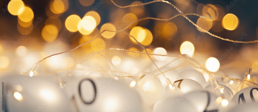 Poster Festive white numbers illuminated by soft glowing lights creating a warm and cheerful atmosphere for holiday celebrations