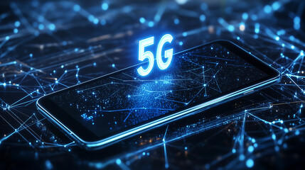 High-Tech Smartphone Depicting 5G Data Flow and Advanced Network Connectivity