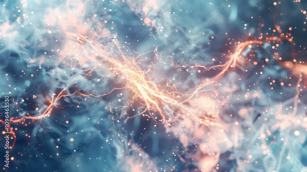 Poster visualizing neural interfaces brain-computer connection digital realm data streams soft technologica