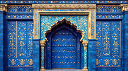 Islamic tile design with arabesque motifs and vibrant colors