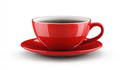 Classic red ceramic cup for coffee or tea isolated on white background