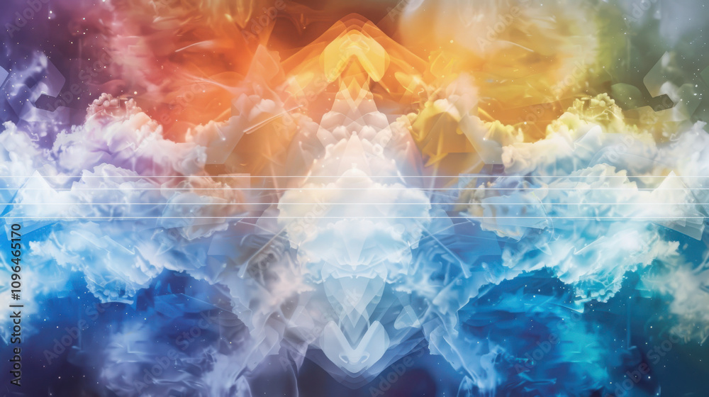Poster exploring wave-particle duality geometric quantum state transitions in soft holographic colors scien
