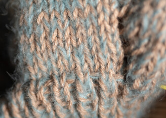 close-up view of beautiful needlework in process, needlework concept, home production, beautiful knitted, crocheted work