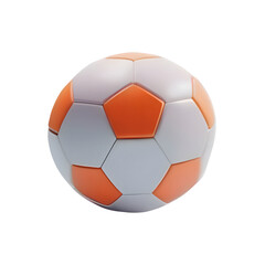 3d rendered football , orange and white hexagonal patterned football 