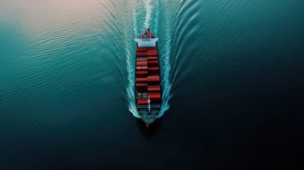 Container ship in import export and business logistic , Shipping, Aerial view, Water transport, Shell Marine 