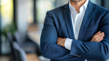Businessman with Crossed Arms Listening During Negotiation Meeting