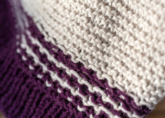 close-up view of beautiful needlework in process, needlework concept, home production, beautiful knitted, crocheted work