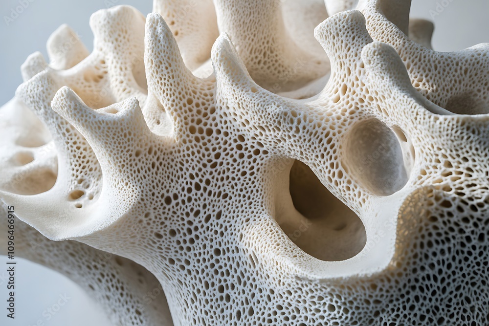 Poster Close-up of porous bone structure, showing intricate detail and texture.