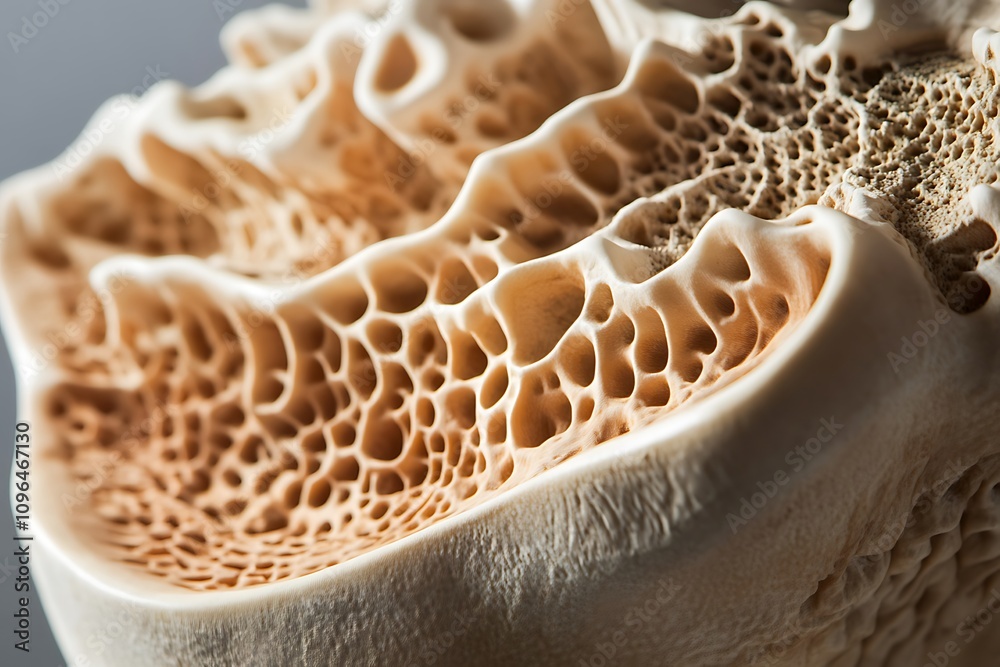 Poster Close-up of porous bone structure, showing intricate detail and texture. (2)