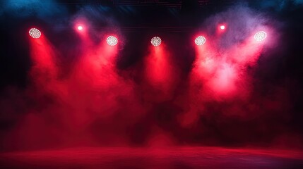 Obraz premium Red stage lights and smoke effect. (1)