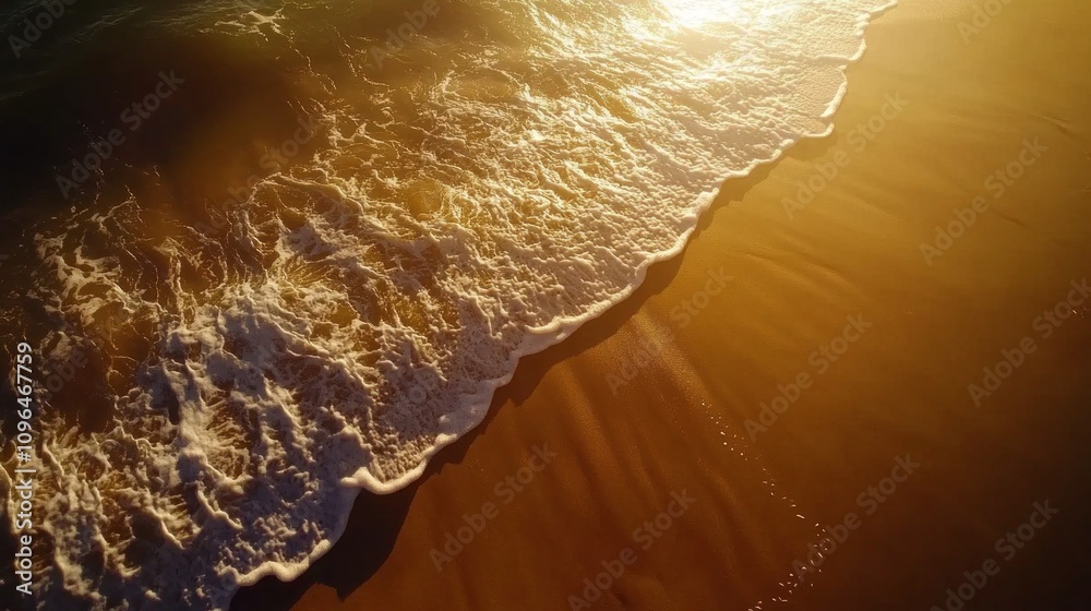 Poster the ocean waves are crashing onto the shore, creating a beautiful