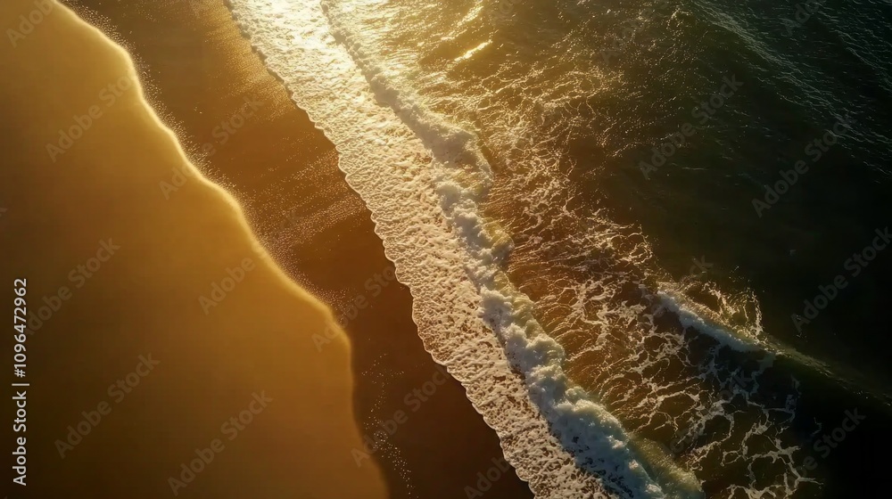 Poster the ocean is calm and the sun is setting, creating a beautiful