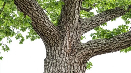 Obraz premium Majestic Tree Trunk with Lush Green Leaves