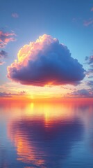 Obraz premium Breathtaking Sunset Over Calm Water with Dramatic Clouds