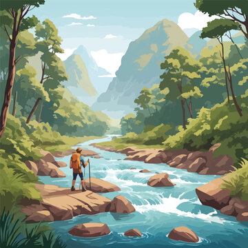 river trakking vector in photo