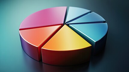 Obraz premium Realistic 3D pie chart with metallic sheen, [business visual], [emphasizing precision and cutting-edge technology] 