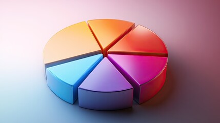 Obraz premium Realistic 3D pie chart with metallic sheen, [business visual], [emphasizing precision and cutting-edge technology] 