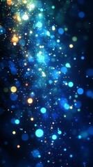 Stunning Abstract Display of Glowing Particles in Dark Blue and Yellow