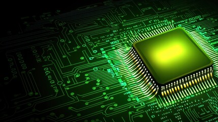 Digital Circuit Board with Binary Code Overlay