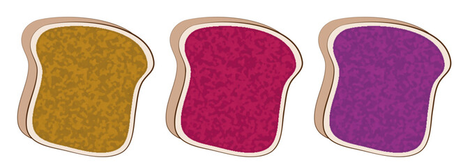 Slices of Toast with Flavored Jellies