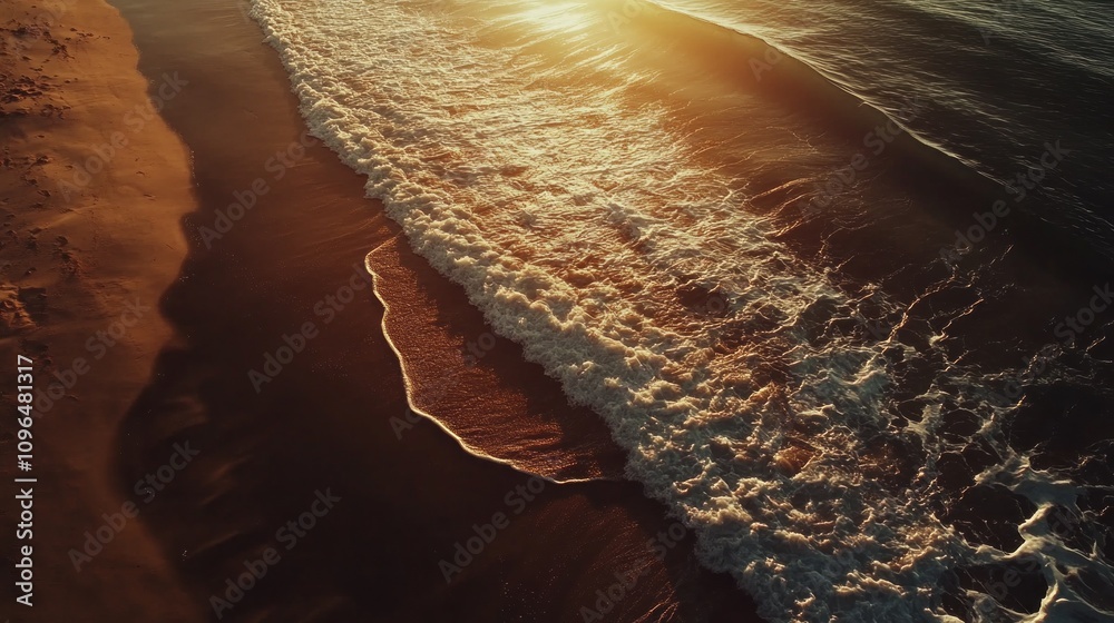Poster the ocean is calm and the sun is setting, creating a beautiful