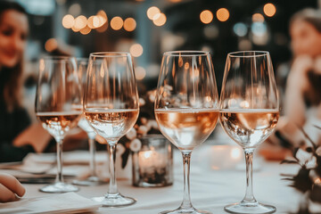 Close-Up of Wine Glasses at a Party with Blurred Background