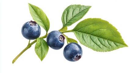 Fresh Blueberries with Leaves - A Summer Treat