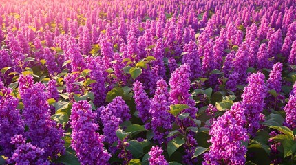 a field of vibrant purple lilacs in full bloom, purple flowers, floral arrangement
