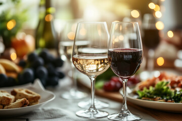 Naklejka premium Close-Up of Wine Glasses at a Party with Blurred Background